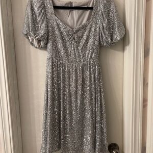 SO Silver Sequin Mini Dress